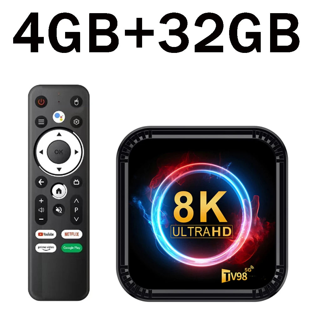 TV98 RK3528 TV Box &ndash; Ultra HD 8K Android 13 Quad Core tv98rk3528box4g32g / US Plug