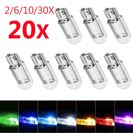 Car LED T10 W5W Canbus Glass COB 6000K Reading Lamp - 12V White / 30pcs