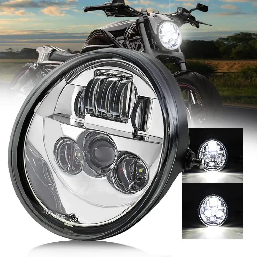 Motorcycle Front Headlight LED Light Hi/Low Beam Light for V Rod VRSCF VRSC VRSCR 2002-2017 by InterCyprus Trading Ltd