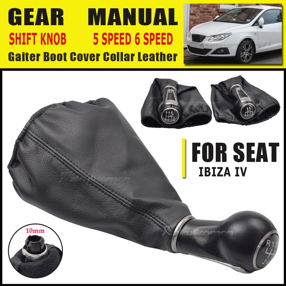 Mânere de schimbător de viteze din piele cu cizmă din piele pentru SEAT Ibiza IV