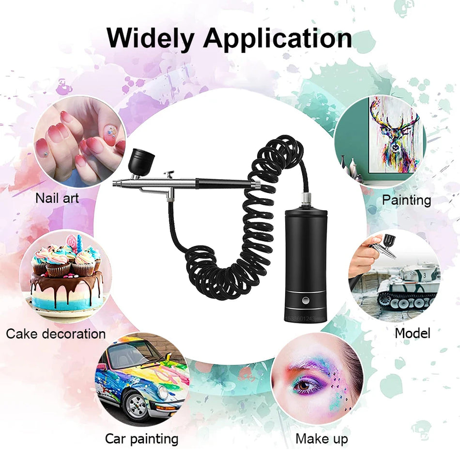 Portable Wireless Airbrush Kit With Built In Compressor For Painting