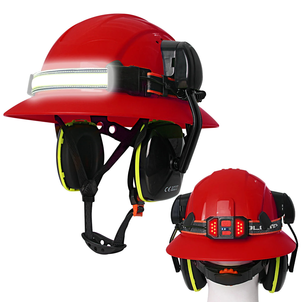 CE Full-Brim Hard Hat - Lightweight Safety Headgear Red