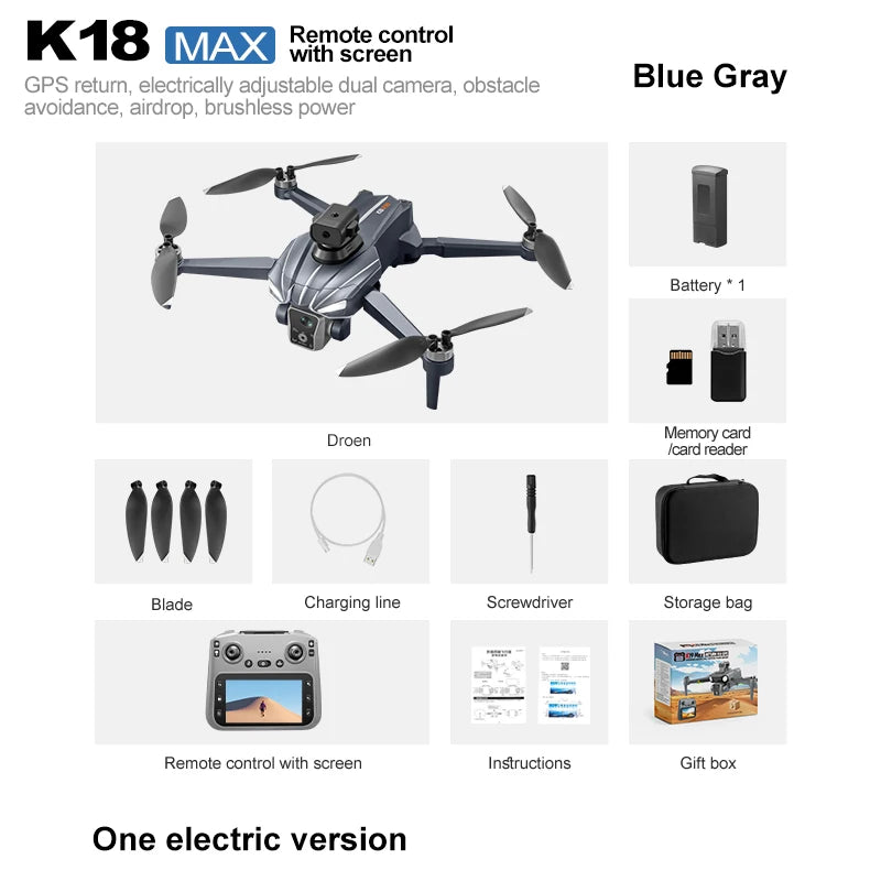 K18 Max K19 Max RC Drone &ndash; 4K Dual Camera With GPS Foldable K18 Max