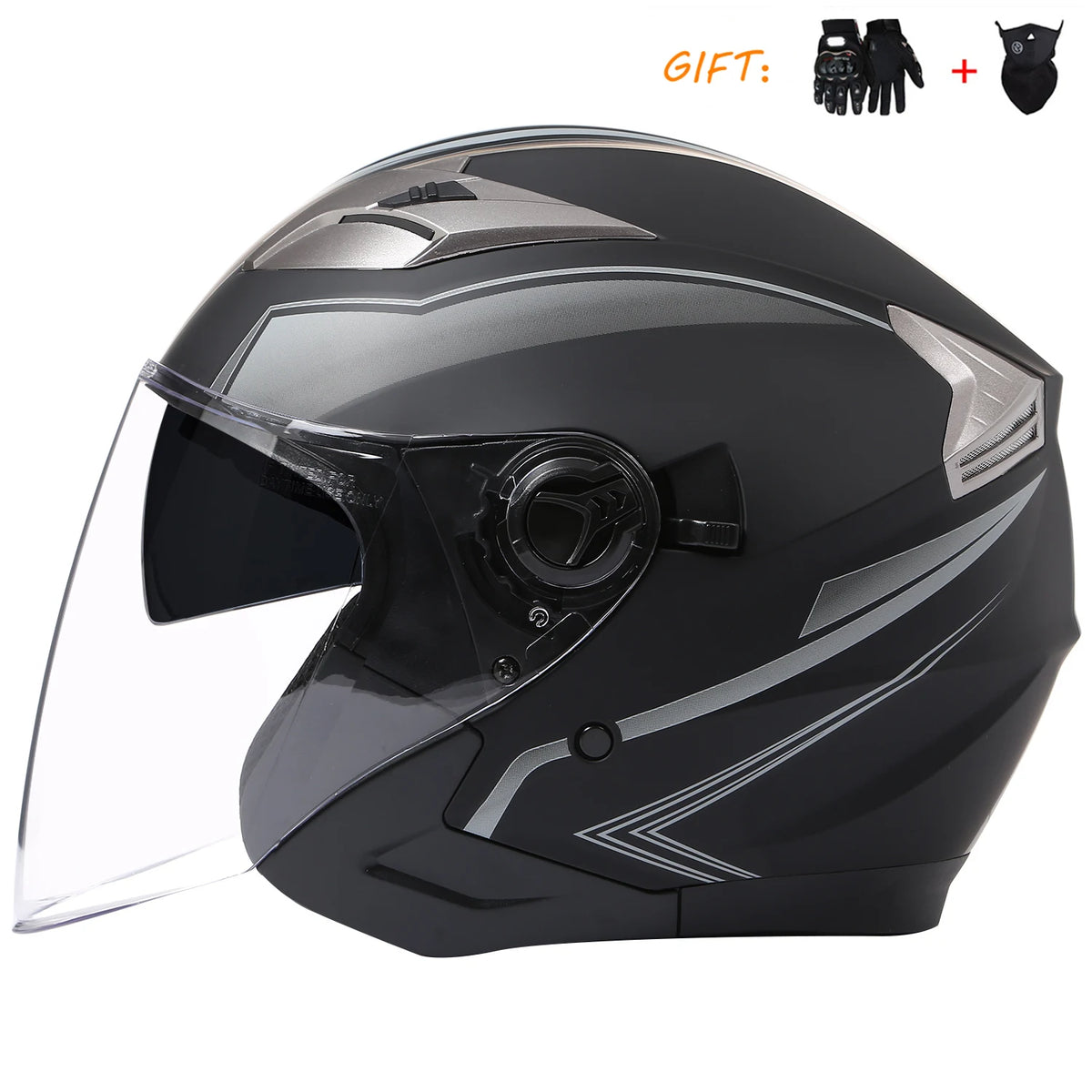 BLDC 3/4 Open Face Motorcycle Helmet with Dual Visor for Men and Women 9 / XL