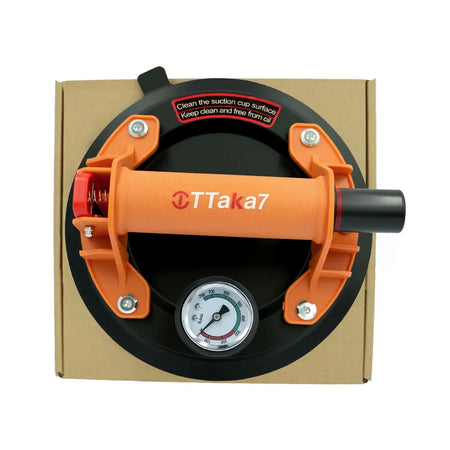 Vacuum Suction Cup 8 Inch 250kg &ndash; Real-Time Pressure Gauge Orange