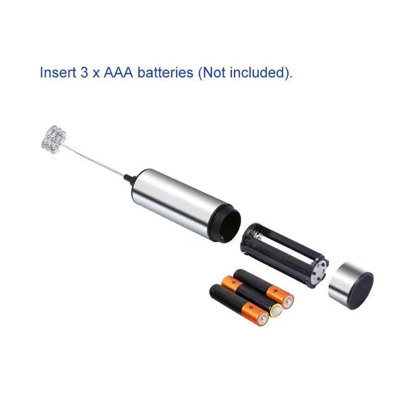 Electric Milk Frother With 3 Stainless Steel Whisks Coffee