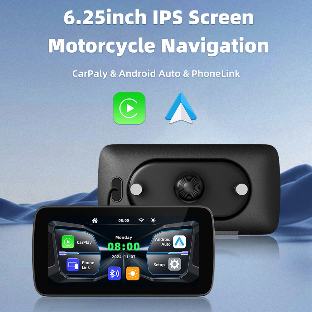EKIY 6.25 Inch Wireless CarPlay Moto Android Auto &ndash; Portable Motorcycle Navigation Display