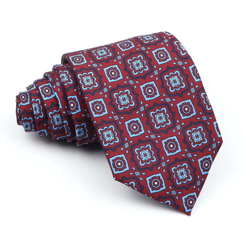 Super Soft Silk Floral Tie for Men in Red and Blue 16 / CHINA