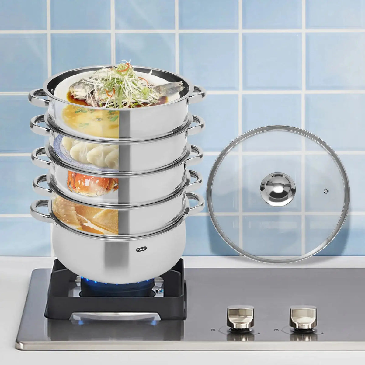 5-Tier Stainless Steel Steamer For Cooking &ndash; Large Capacity GERMANY