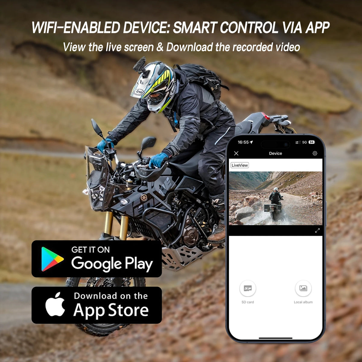 TNICER R3 1080P WiFi Action Camera for Helmets &amp; Motorcycles