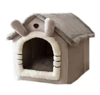 Versatile Velvet Pet House for Dogs and Cats - Washable and Dismantleable GRAY / L