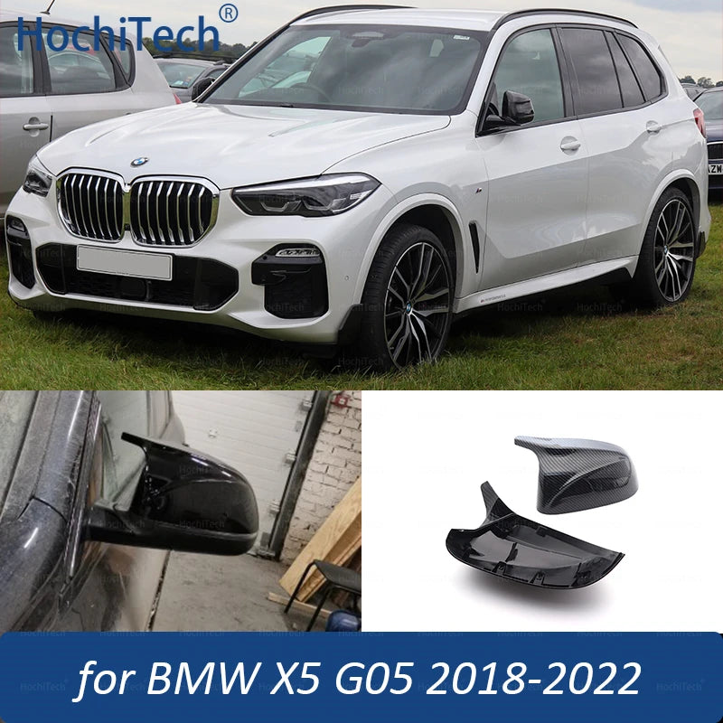 Rearview Mirror Cover Caps Carbon Fiber Pattern for BMW X5 G05
