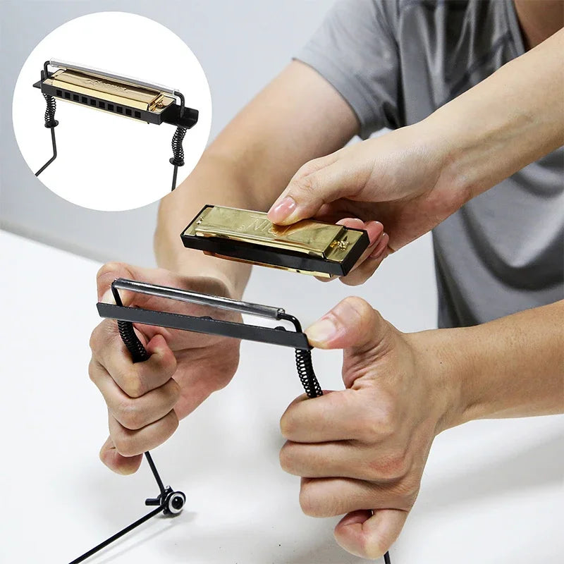 Universal 10 Holes Harmonica Neck Holder &ndash; Adjustable Stand