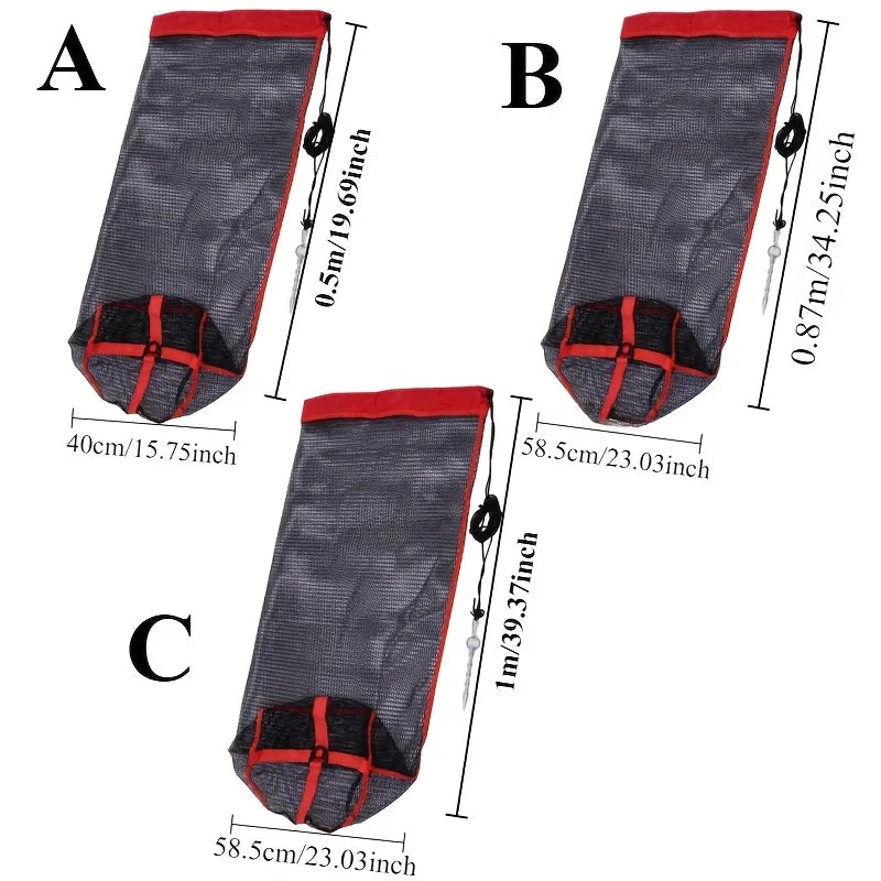 Fishing Mesh Bag - Versatile Live Fish Nets with Storage &amp; Stabilizing Studs