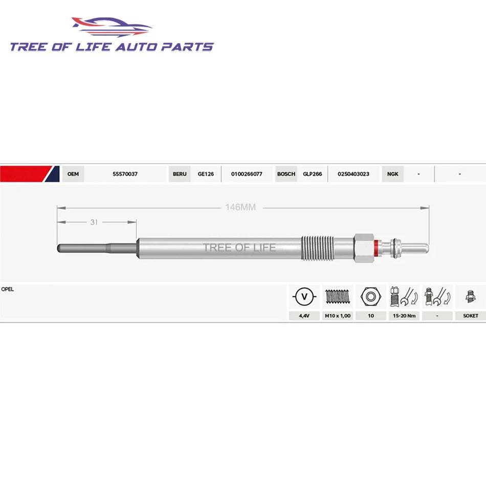 Bougies de préchauffage pour Vauxhall Astra K 1.6 CDTi Diesel Dual Core ensemble de remplacement de 4 pièces pour démarrages à froid