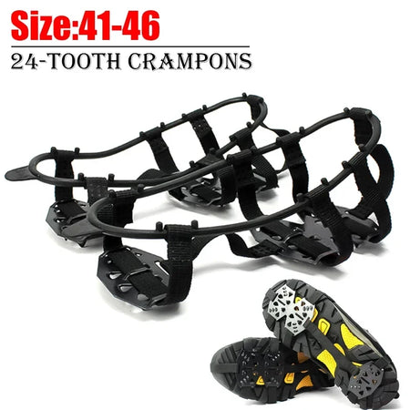 24-Tooth Non-Slip Crampons for Winter Climbing &amp; Outdoor Activities Size 41-46