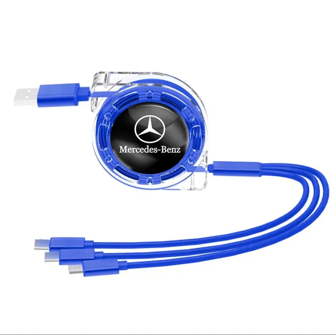 Car Interior 3 In 1 Fast Charger USB Data Cable &ndash; Convenient Connectivity for Mercedes Benz Blue / For Mercedes Benz