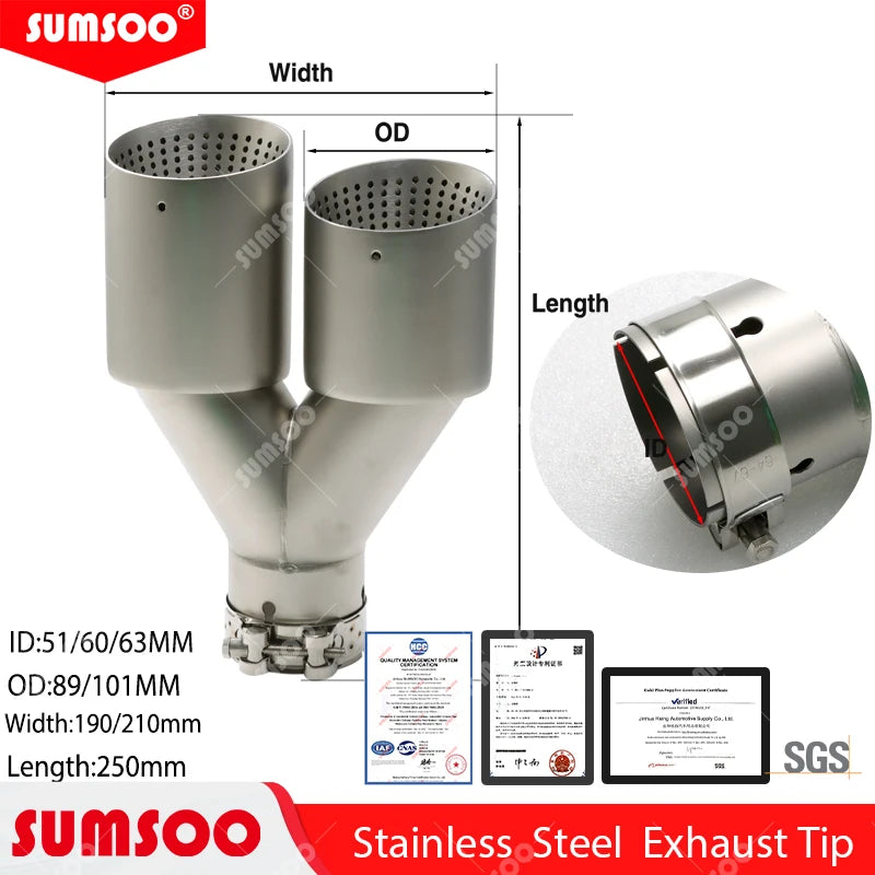 Διπλό Ματ Άκρο Σιγαστήρα 60-63mm για GTI MK7 Golf7