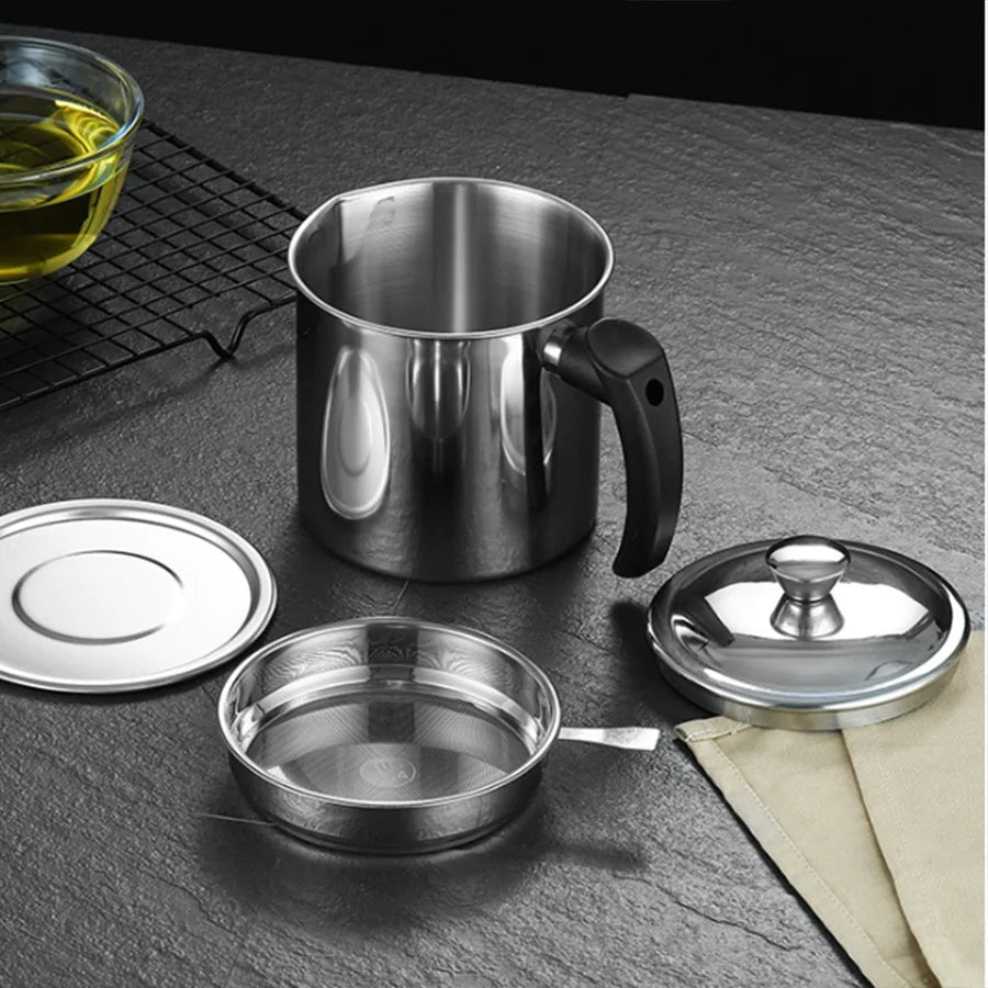 1.4 L Stainless Steel Oil Strainer &ndash; Fine Mesh With Lid
