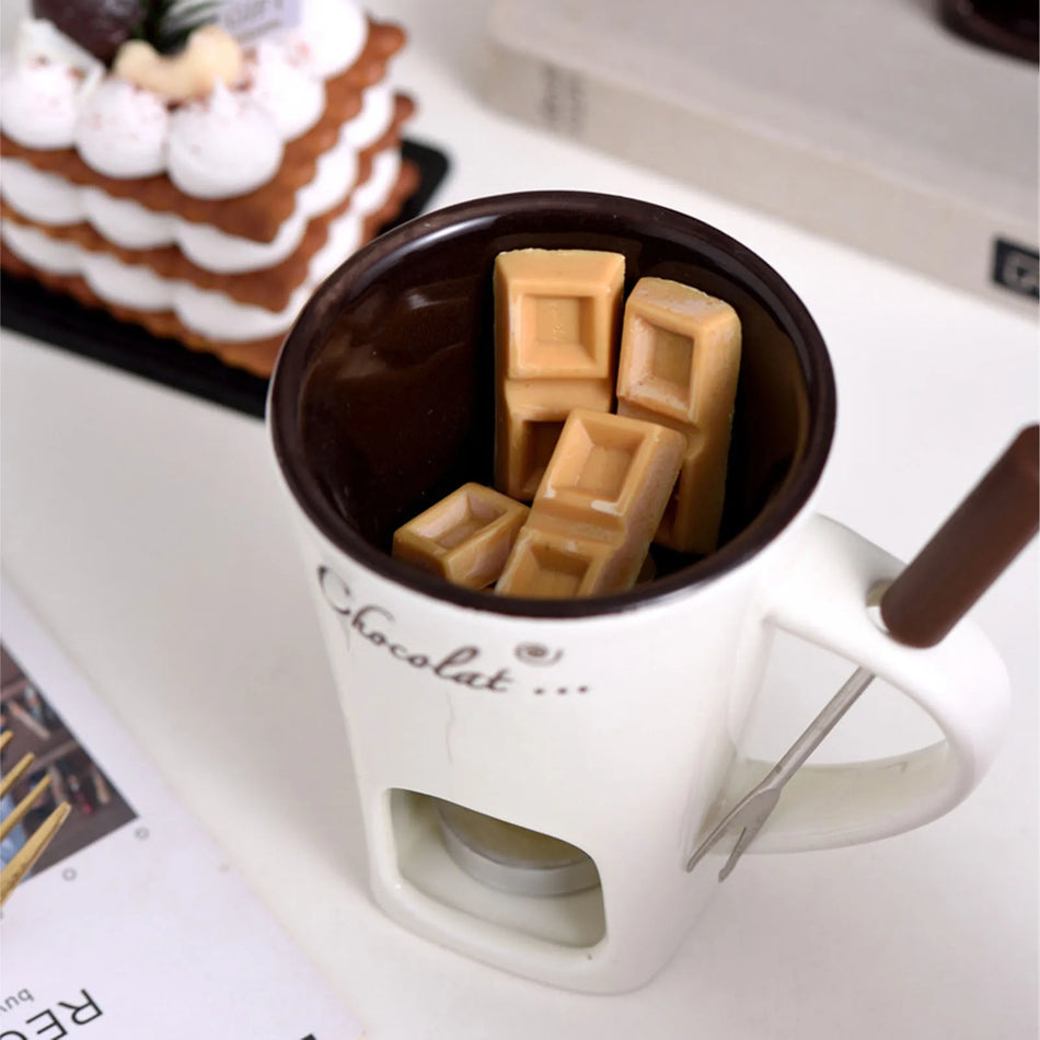 Chocolate Melting Cup Fondue Mug &ndash; Ceramic Butter Warmer