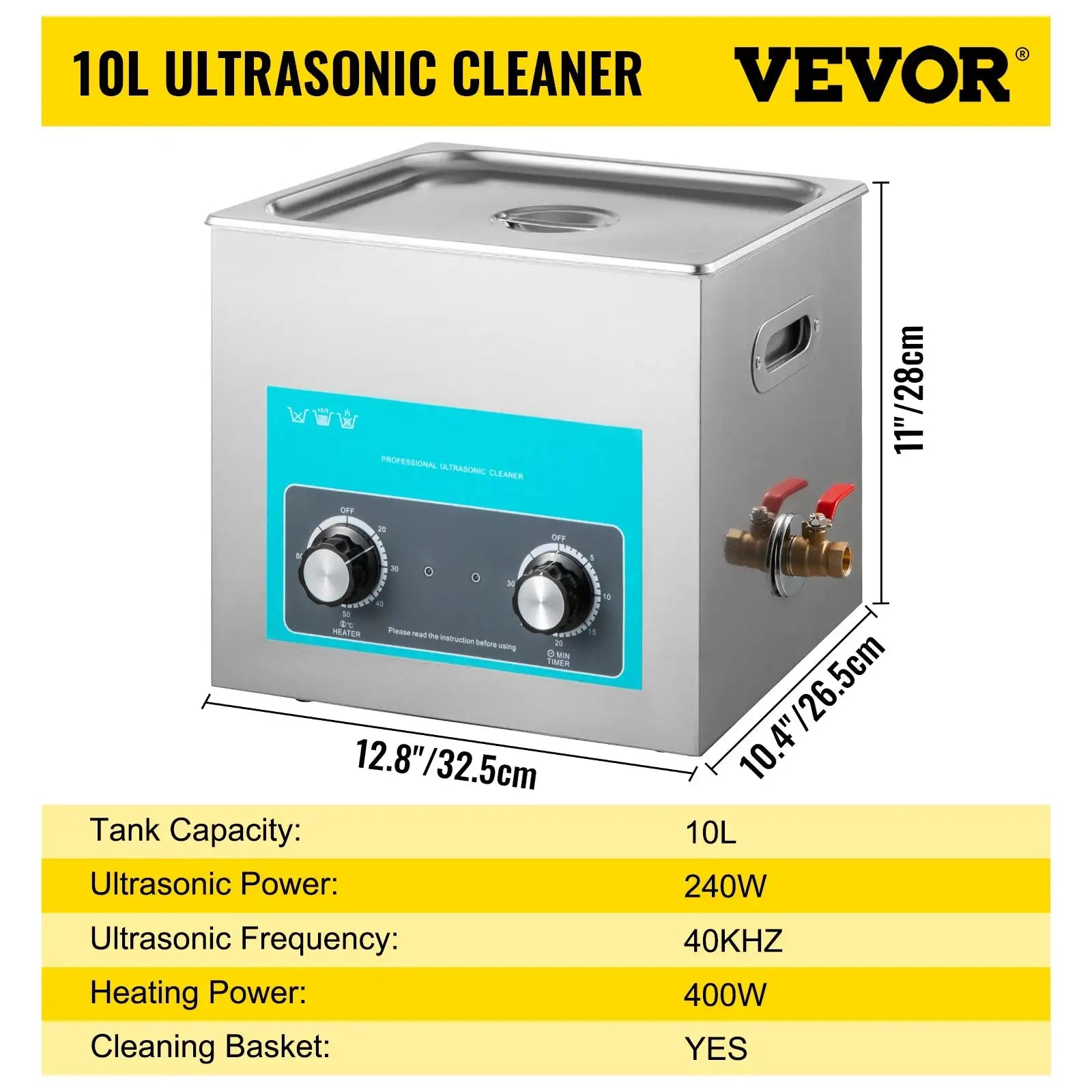 Portable Ultrasonic Cleaner 2To30L Electric For Home Office 10 L / france