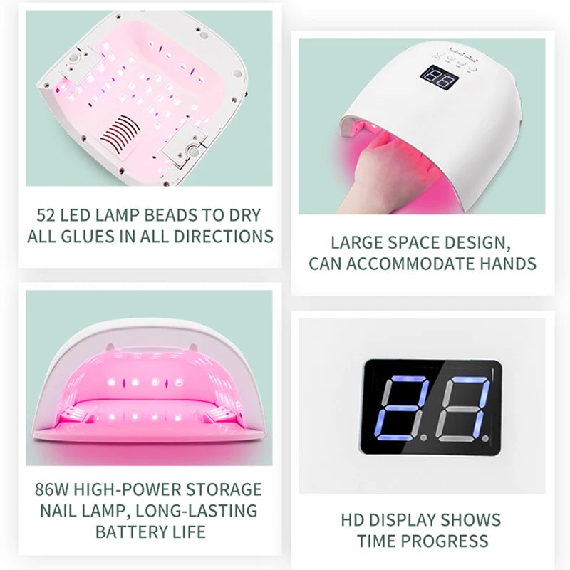 86W Manicure Lamp Cordless UV LED Nail Dryer &ndash; LCD Timer
