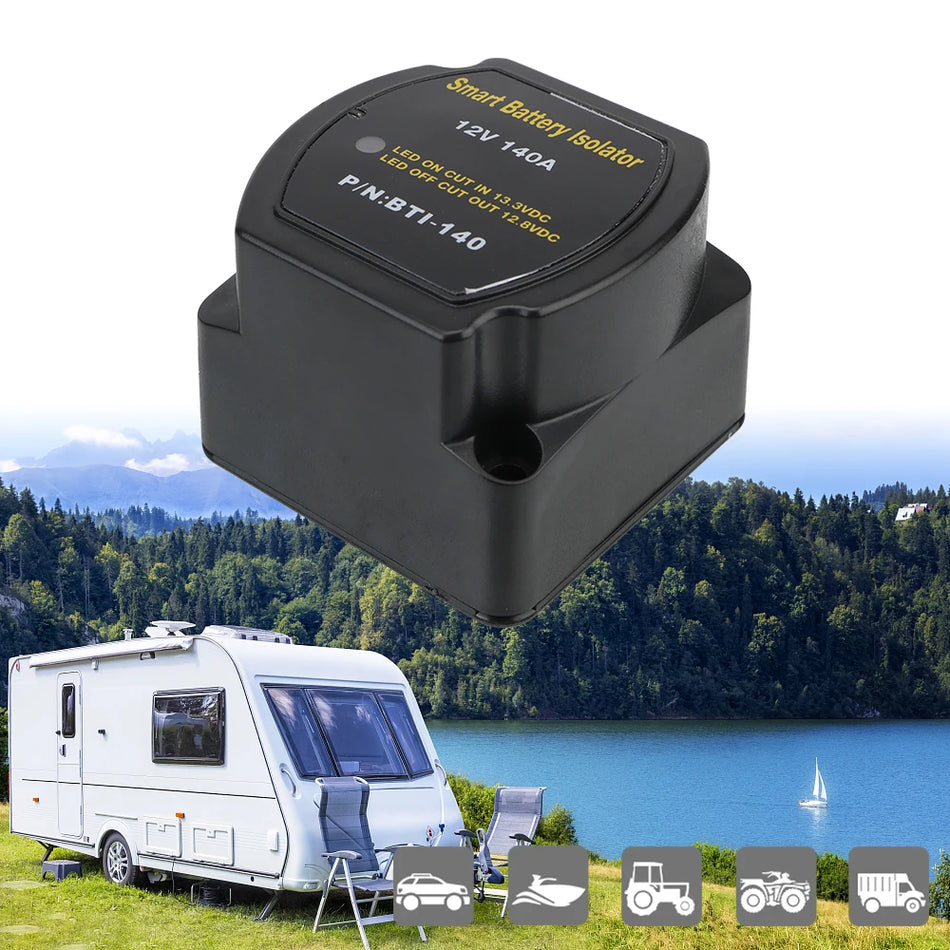 RV akumuliatoriaus izoliatorius 12V 140A VSR relė, automatinis akumuliatorių skirstytuvas įkroviklis