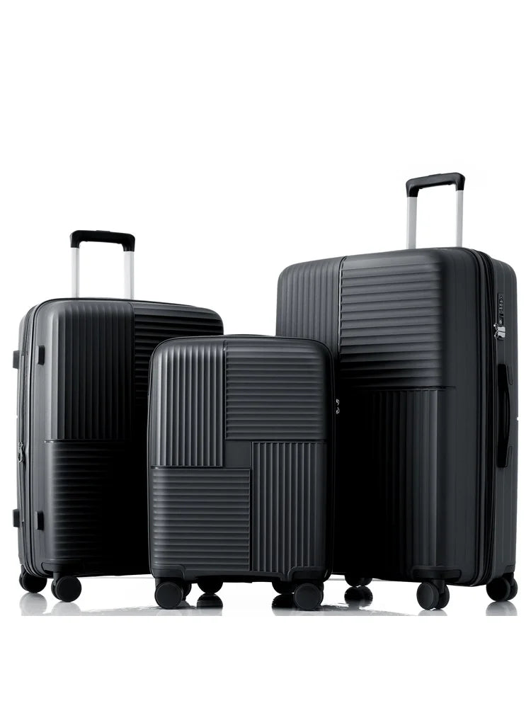 Jugacool Svart PP Resväska Set Lättviktig Hållbar TSA Lås