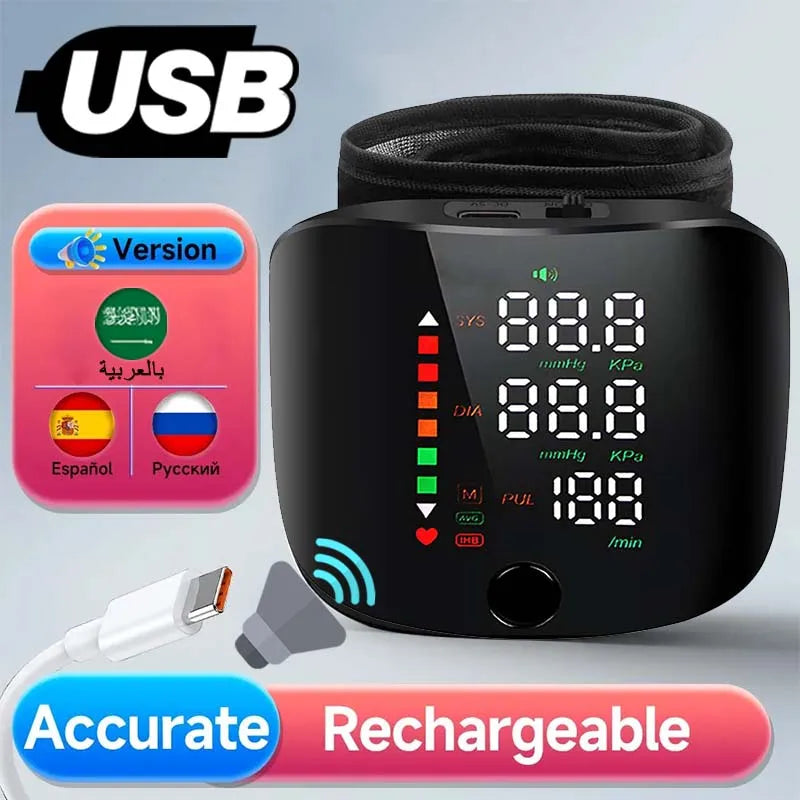 Touch Screen Rechargeable Wrist Blood Pressure Monitor