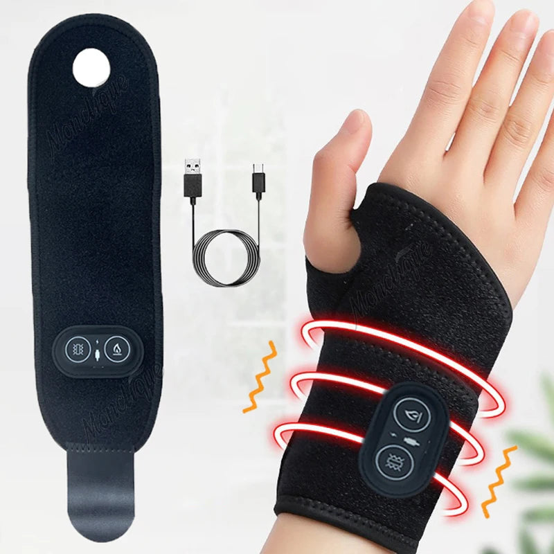 Hřejivá vibrační podložka na zápěstí s vyhřívaným rukávem pro sportovní podporu