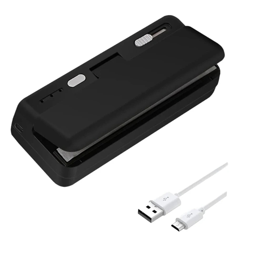 Mini Heat Bag Sealer &ndash; Portable USB Rechargeable Compact black