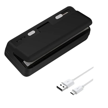 Mini Heat Bag Sealer &ndash; Portable USB Rechargeable Compact black
