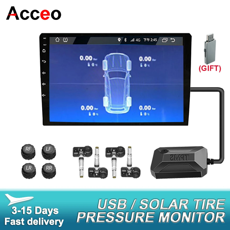 ACCEO Wireless TPMS For Cars - USB Rechargeable Alerts