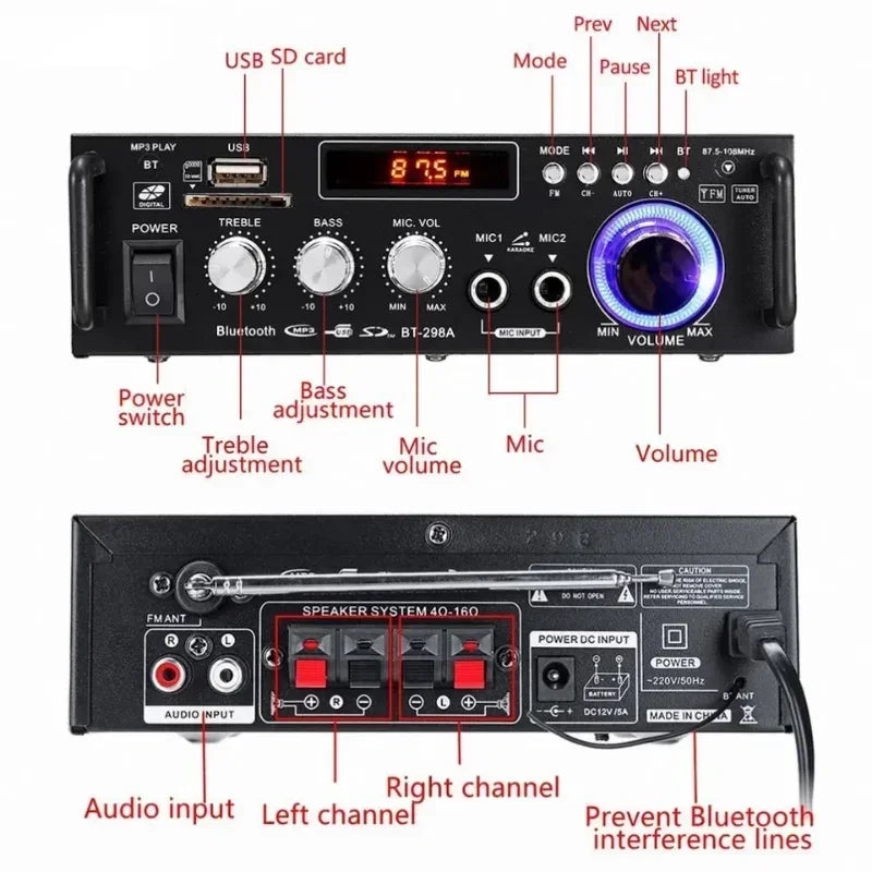 LEEDOAR 300W Digital HIFI Stereo Power Amplifier - Dual Channel Audio Experience