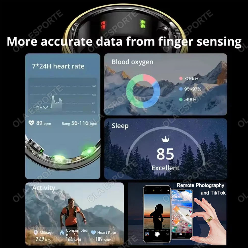 2025 Smart Ring for Xiaomi - Heart Rate &amp; Blood Oxygen Monitor, Waterproof, Multi-Sport Mode
