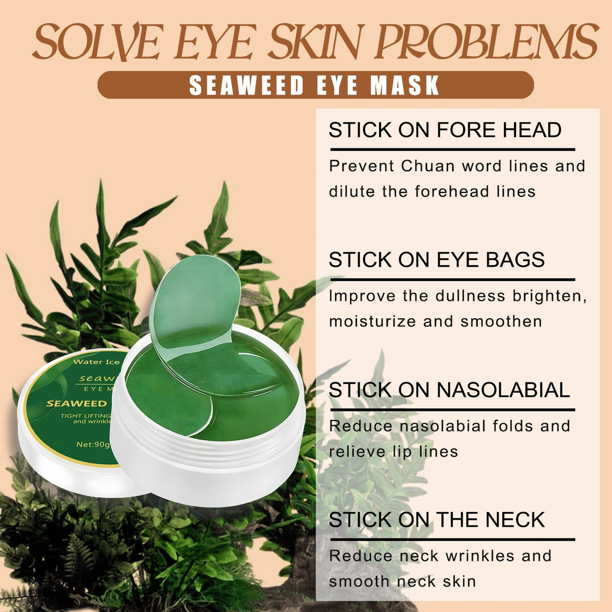 Water Ice Levin Seaweed Hyaluronic Acid Eye Mask &ndash; Reduces Dark Circles and Puffiness