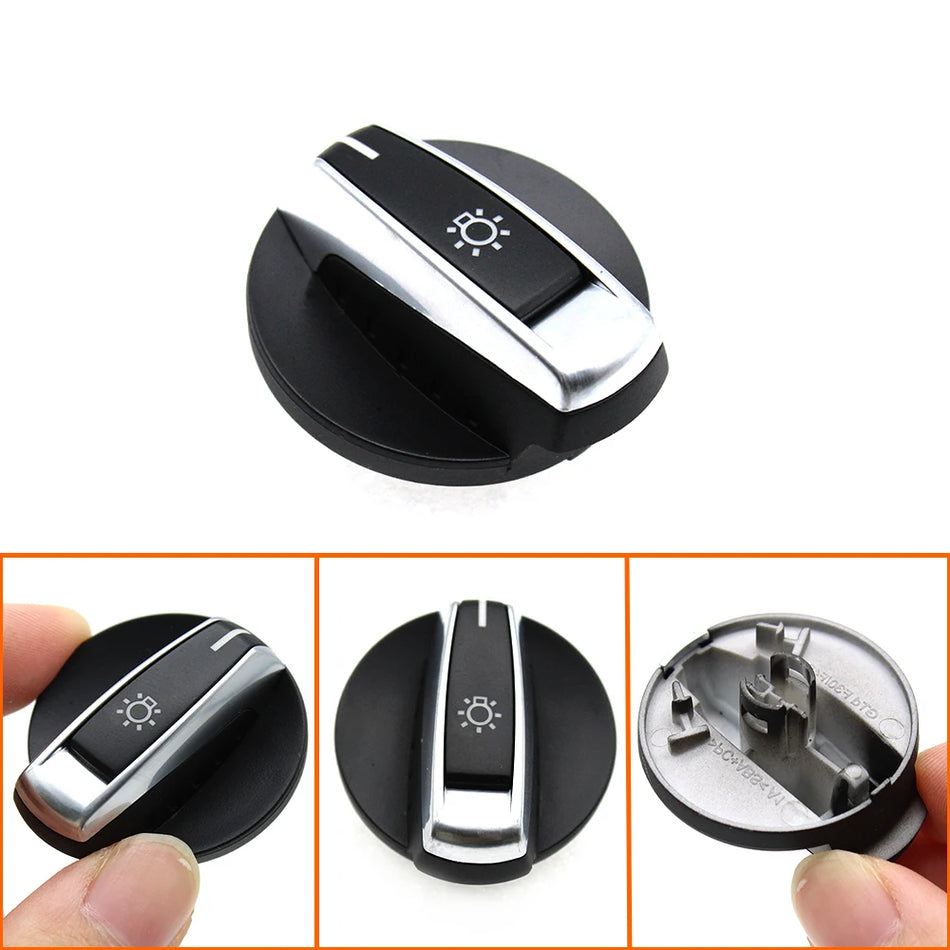Headlight Rotary Switch Button for BMW F20 F22 F30 F34 F23, Durable PC ABS with Rubber Oil Finish and Chrome Accents