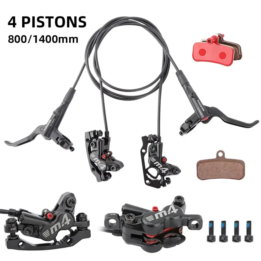 MEROCA 4-Piston MTB Hydraulic Brake Set &ndash; Aluminum Alloy