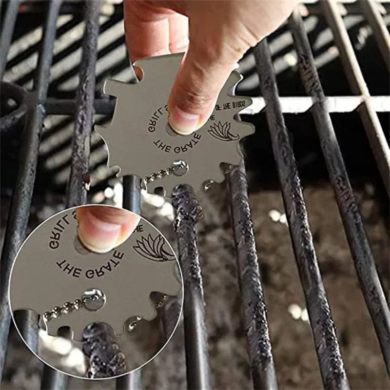 Stainless Steel BBQ Grill Cleaning Brush with Scraper and Ergonomic Handle