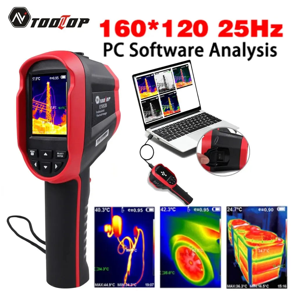 TOOLTOP ET692B Thermal Imaging Camera - 160x120, 25Hz, Infrared Sensor for Automotive, Pipeline, and Heating Leak Inspection
