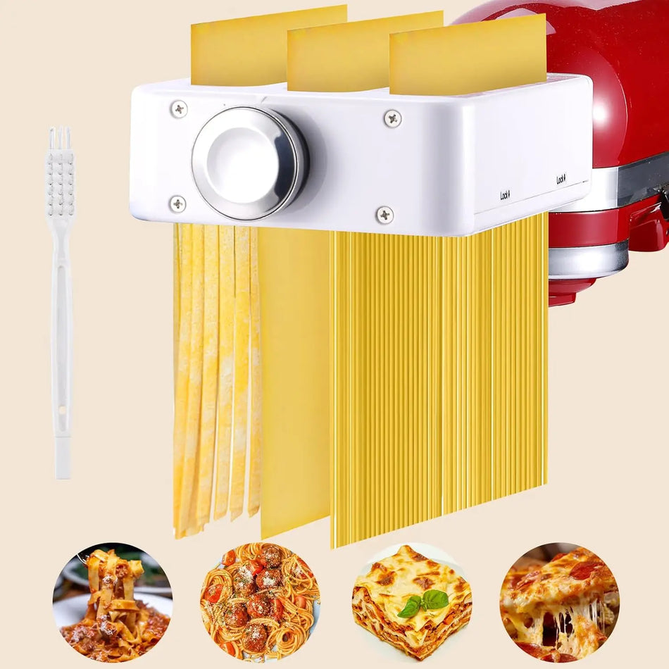 KitchenAid pastamaker accessoire 3-in-1 met pastawals, spaghetti- en fettuccine-snijders, roestvrij staal