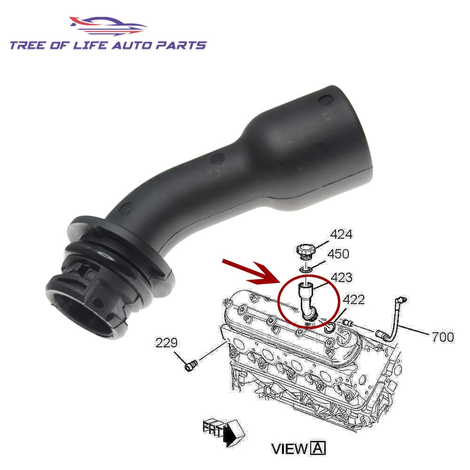Tube de remplissage d'huile moteur Cadillac Escalade, plastique OEM 12609624