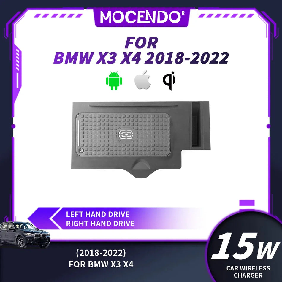 Chargeur de voiture sans fil 15W charge rapide pour BMW X3 X4