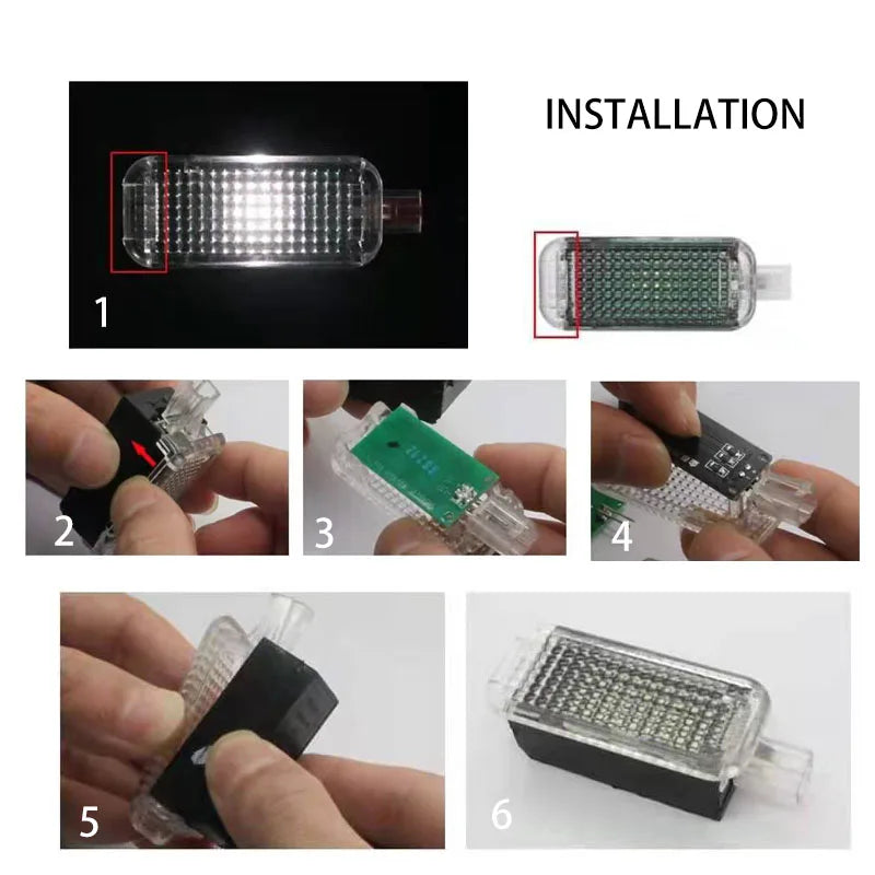 2pcs Ice Blue Red White Purple 3-SMD Car Interior LED Footwell Light Foot Step Light For VW Jetta ID.4 Tayron T-Roc Talagon