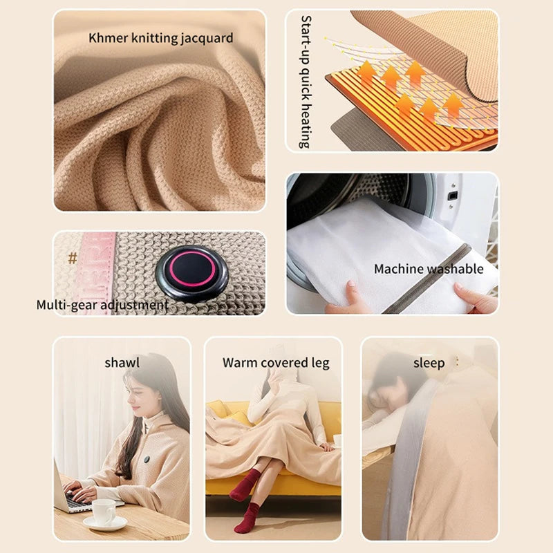 Wearable USB Electric Heated Blanket &ndash; Three Heating Levels