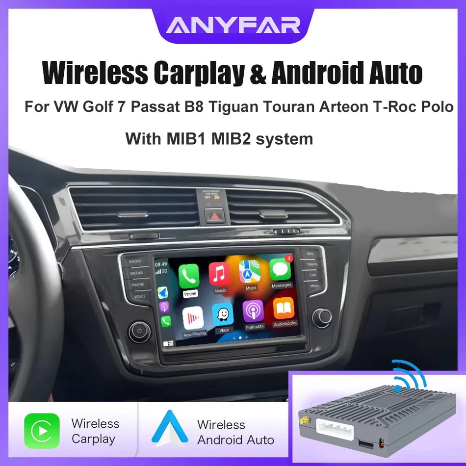 Volkswagen Trådlöst CarPlay Android Auto Kit för Golf7, Tiguan, Passat B8