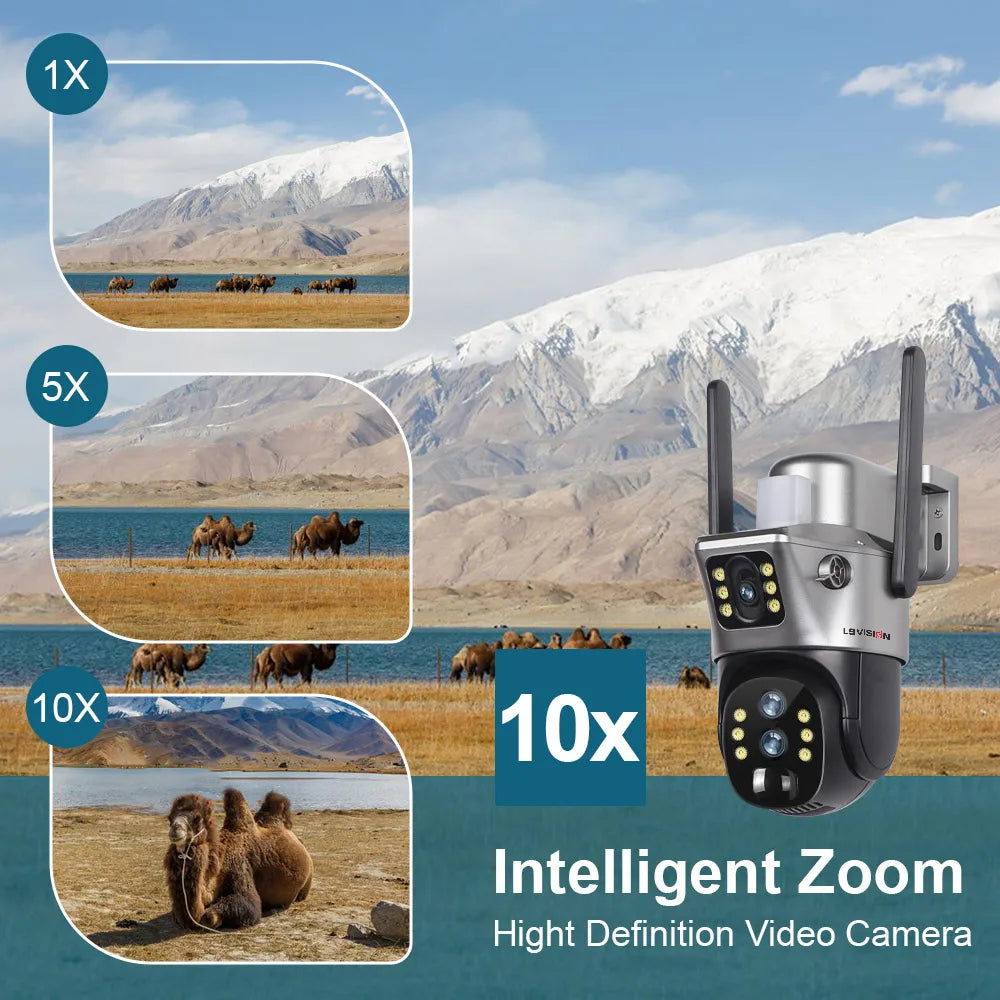 LS VISION 4G SIM Card Solar Camera 10X Zoom CCTV Battery Cameras Outdoor 2 Screen Security Surveillance Ai Tracking Cam V380PRO