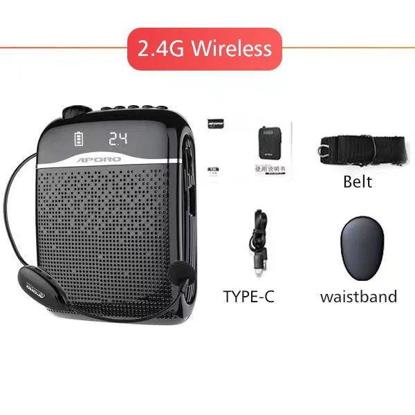 APORO T21 Wireless Voice Amplifier &ndash; 20W Bluetooth 5.0 Black-2.4G Wireless