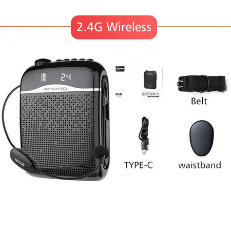 APORO T21 Wireless Voice Amplifier &ndash; 20W Bluetooth 5.0 Black-2.4G Wireless