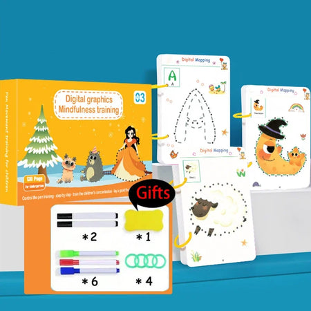 Reusable Montessori Magic Practice Workbook for Kids - Tracing &amp; Drawing Educational Tool Digital Drawing